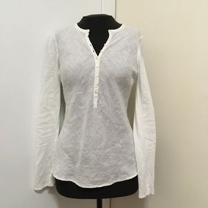 Bias-cut linen henley shirt